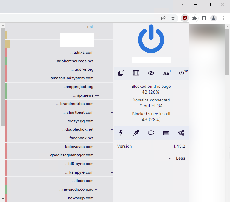 Chrome uBO BlockingAds